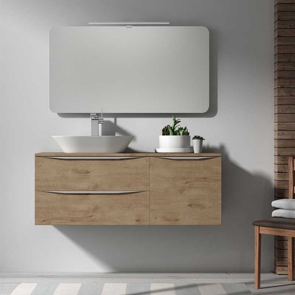 Ensemble de salle de Bain-Landes Modulaire 120 avec au-Dessus de Compteur Bassin